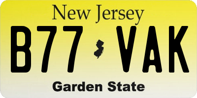 NJ license plate B77VAK