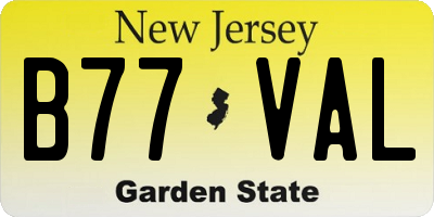 NJ license plate B77VAL