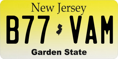 NJ license plate B77VAM