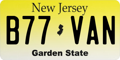 NJ license plate B77VAN