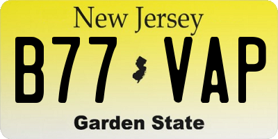 NJ license plate B77VAP
