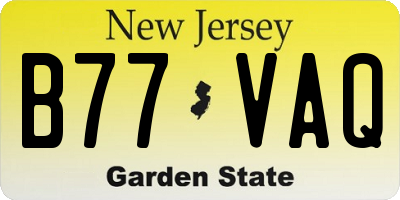 NJ license plate B77VAQ