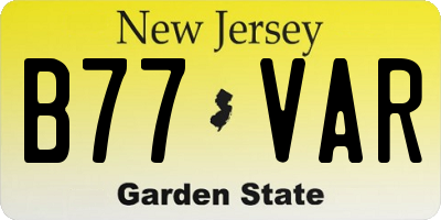 NJ license plate B77VAR