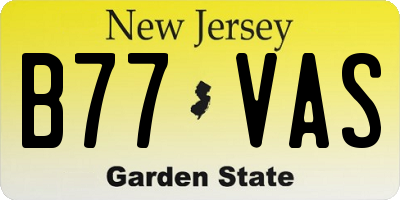 NJ license plate B77VAS