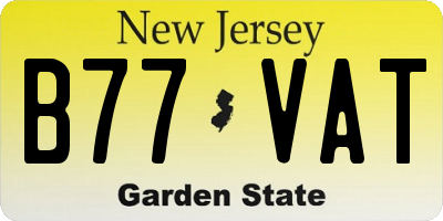 NJ license plate B77VAT
