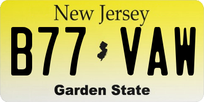NJ license plate B77VAW
