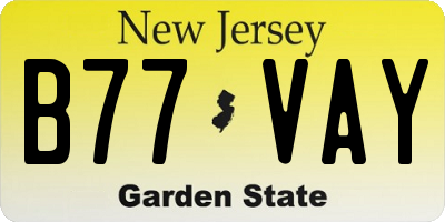 NJ license plate B77VAY