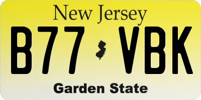 NJ license plate B77VBK