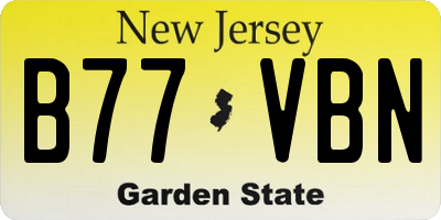 NJ license plate B77VBN