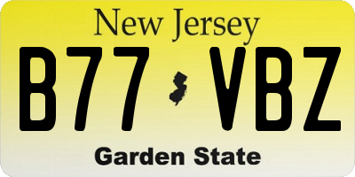 NJ license plate B77VBZ