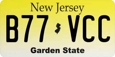 NJ license plate B77VCC