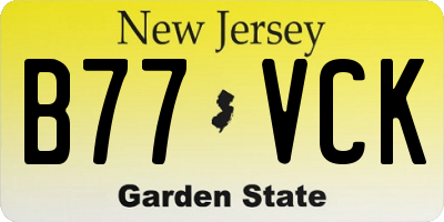 NJ license plate B77VCK