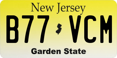 NJ license plate B77VCM