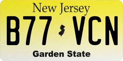 NJ license plate B77VCN