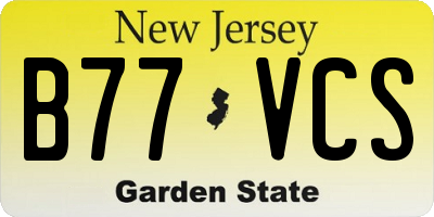NJ license plate B77VCS