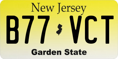 NJ license plate B77VCT