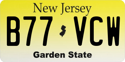 NJ license plate B77VCW