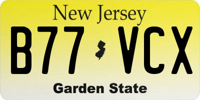 NJ license plate B77VCX
