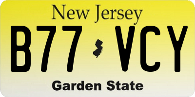 NJ license plate B77VCY