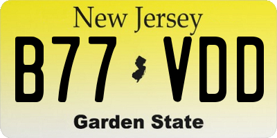 NJ license plate B77VDD
