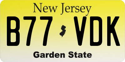NJ license plate B77VDK