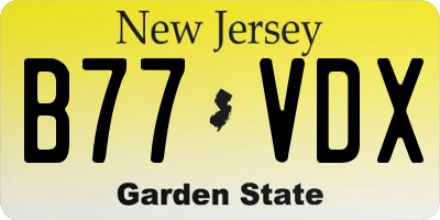 NJ license plate B77VDX