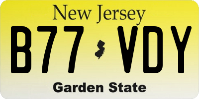 NJ license plate B77VDY