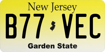NJ license plate B77VEC