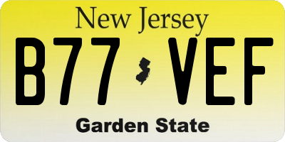 NJ license plate B77VEF