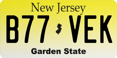 NJ license plate B77VEK
