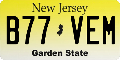 NJ license plate B77VEM