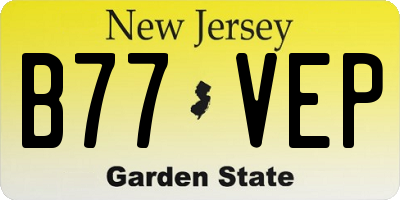 NJ license plate B77VEP
