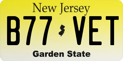 NJ license plate B77VET