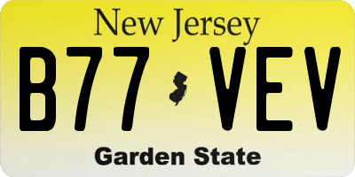 NJ license plate B77VEV