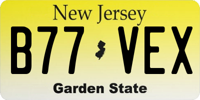 NJ license plate B77VEX