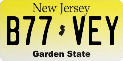 NJ license plate B77VEY