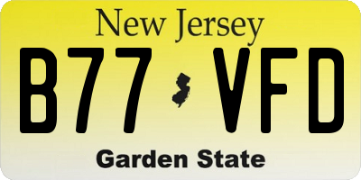 NJ license plate B77VFD
