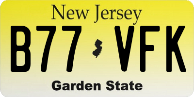 NJ license plate B77VFK