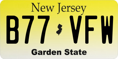 NJ license plate B77VFW