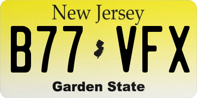 NJ license plate B77VFX