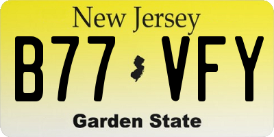 NJ license plate B77VFY