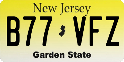 NJ license plate B77VFZ