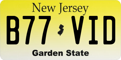 NJ license plate B77VID