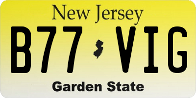 NJ license plate B77VIG