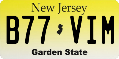 NJ license plate B77VIM