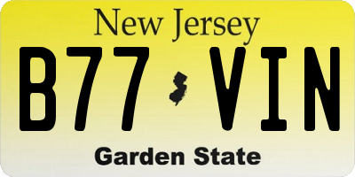 NJ license plate B77VIN