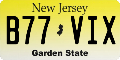 NJ license plate B77VIX