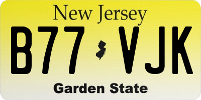 NJ license plate B77VJK