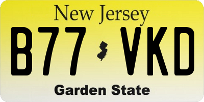 NJ license plate B77VKD