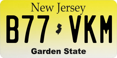 NJ license plate B77VKM